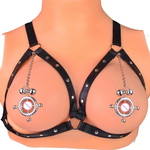 Nipple & Clitoral Toys House Of Dasein Breast Clip Leather Belt Bondage Stainless Steel Nipple Clamp With Chains