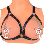 Nipple & Clitoral Toys House Of Dasein Breast Clip Leather Belt Bondage Stainless Steel Nipple Clamp With Chains