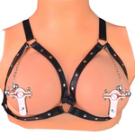 Nipple & Clitoral Toys House Of Dasein Breast Clip Leather Belt Bondage Stainless Steel Nipple Clamp With Chains