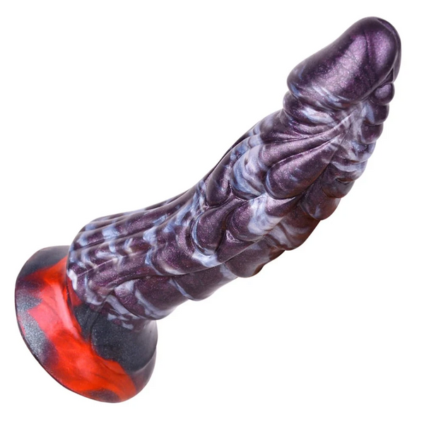 Silicone Curved  Ribbed Fantasy Dragon Dildo With Suction Cup Female Fantasy Dildos