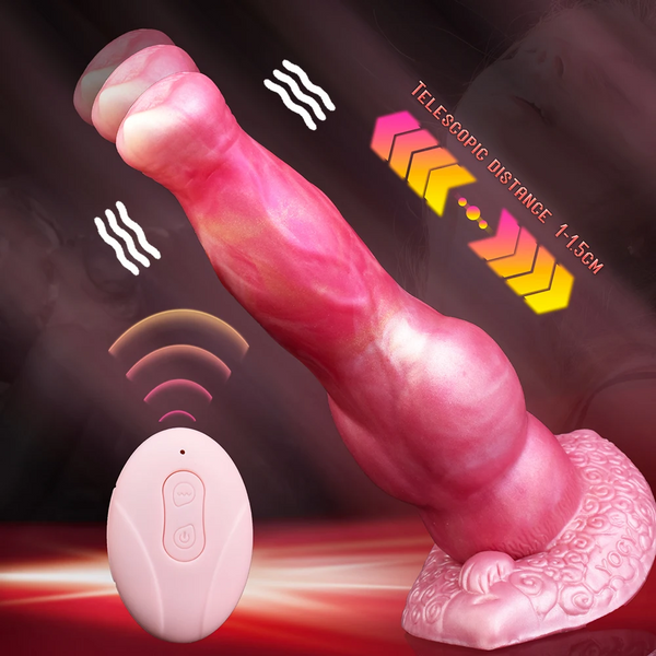Silicone Fantasy Dog Knot  With Suction Cup Wireless Control Telescoping Vibrating Dildo Anal Plug For Women Men Dildos