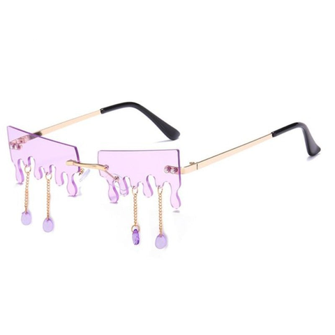 Fashion Butterfly Rimless For Women Rectangular Pendant Rhinestones Sunglasses
