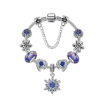 Veile Studios Fashion Creative Blue Crystal Snowflake Pendant Bracelet Diy Love Heart Bracelets