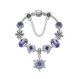 Veile Studios Fashion Creative Blue Crystal Snowflake Pendant Bracelet Diy Love Heart Bracelets