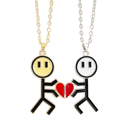 Necklaces & Pendants Veile Studios Fashion Personality Cartoon Love Necklace Electroplating Gold Silver Heart Shape