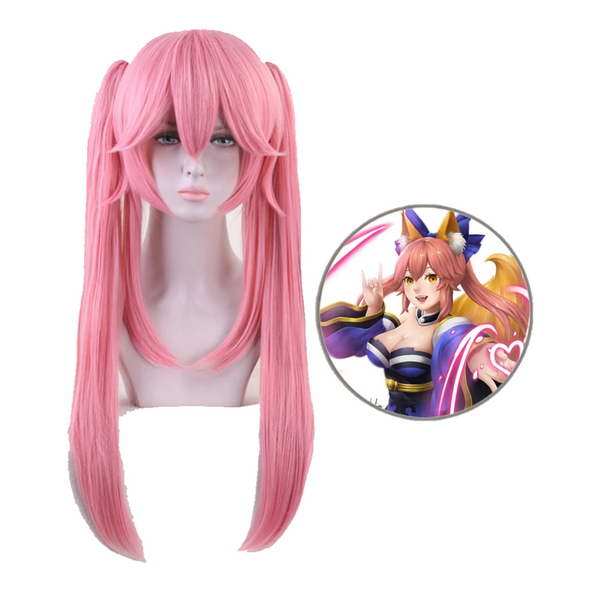 Fate / Grand Order Cosplay Wig Tamamo No Mae Anime Pink Hair Costume Wigs Facial Hair