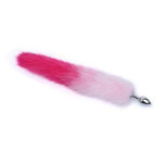 Faux Fur Stainless Steel Anal Plug Tail Rainbow Pink Purple Kitten Pet Play Bdsm