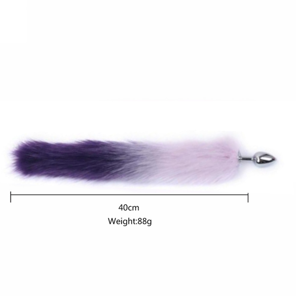 Faux Fur Rainbow Anal Plug Tail Kitten Pet Play  Non Vibrating Butt Plugs