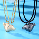 Veile Studios Creative Magnet Love Necklace 2Pcs Heartbroken Shape Men And Women Necklaces & Pendants