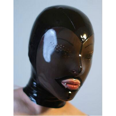 Fetish Mask With Back Zip Transparent Black Face Hood Latex Hoods