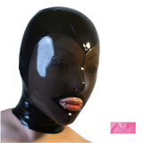 House Of Dasein Fetish Mask With Back Zip Transparent Black Face Hood Latex Hoods