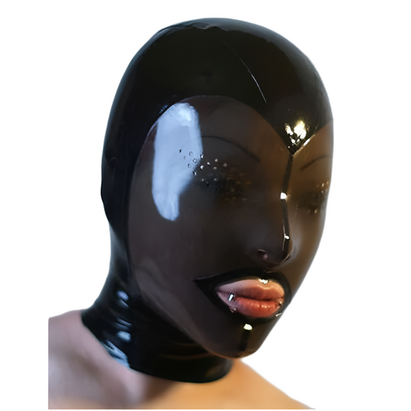 Fetish Mask With Back Zip Transparent Black Face Hood Latex Hoods