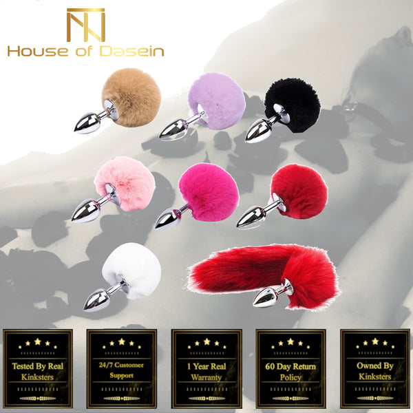 Fluffy Fox Bunny Tail Anal Plug Pet Play  Cosplay Non Vibrating Butt Plugs