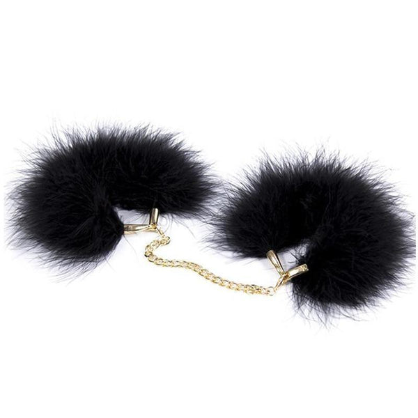 Fuzzy Black Cuffs  Restraints Cuffs & Shackles