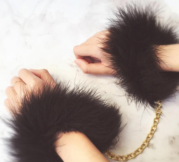Fuzzy Black Cuffs  Restraints Cuffs & Shackles