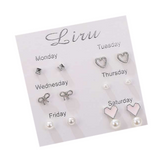 Veile Studios Girls' Simple And Lovely Suit Personality Student 4 Earrings