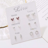 Veile Studios Girls' Simple And Lovely Suit Personality Student 6 Earrings