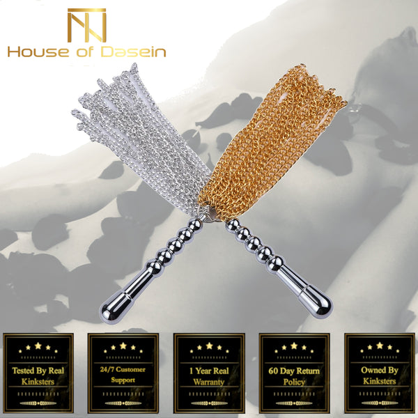 Gold Chain Flogger Metal Anal Plug  Impact Play Spanking Whip Floggers