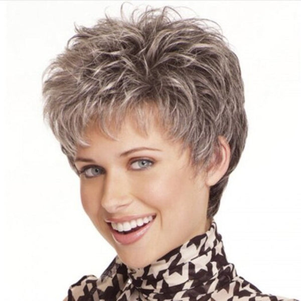 Gradient Ramp Small Curl Short Wig Dark Gray Wigs Facial Hair