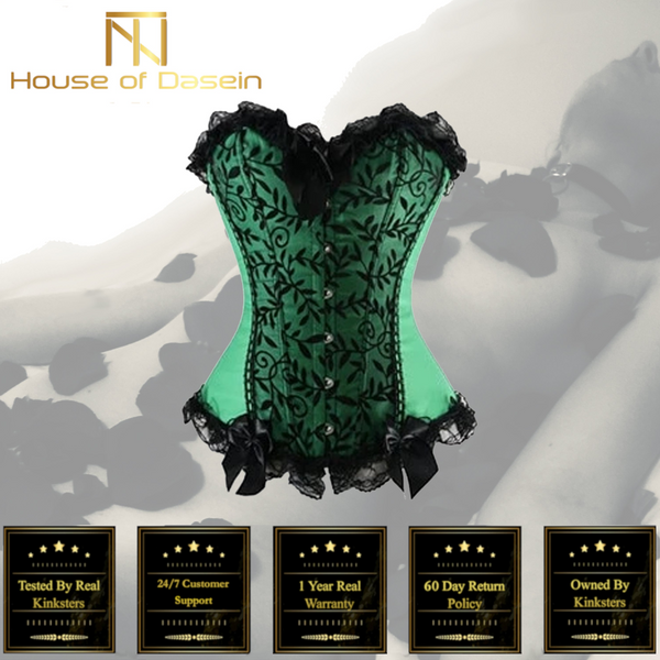 Green Black Corset Over Bust  Erotic Lingerie Fetish Corsets