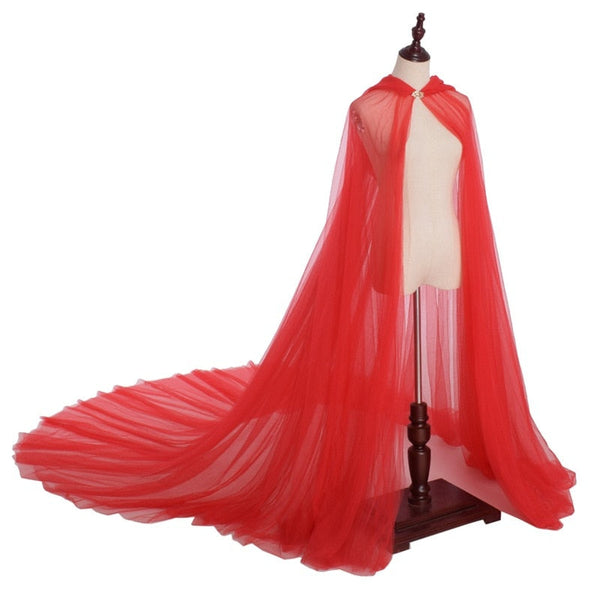 Cosplay Halloween Costume Women Hooded Tulle Cape Cloak Wedding Bridals Women's Costumes