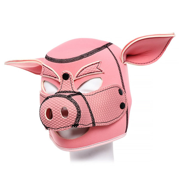 Neoprene Pink Pig Mask Hood  Fetish Costume Pet Play