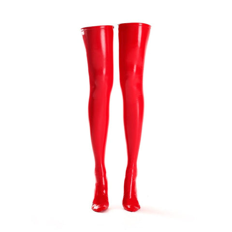 Sexy Wetlook Thigh High Over The Knee Faux Latex Stockings
