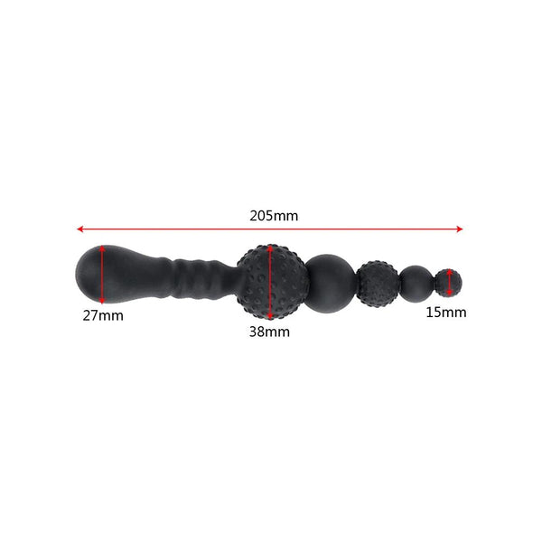 Black Flexible Dildo Silicone Butt Plug Anal Beads Double Ended Anal Balls & Beads