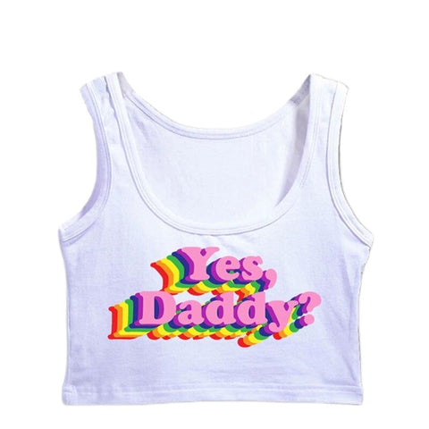 Yes Daddy Rainbow Printed Crop Top Bdsm Ddlg Submissive Shirt