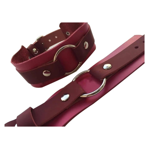 Handmade Double Layer Leather Collar Bdsm Choker Necklace