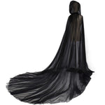 Cosplay Halloween Costume For Women Hooded Tulle Cape Cloak Wedding Bridals Floor Length Black White Red Soft Mesh Cloaks