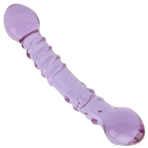 Double Ended Dildo Purple Glass Spiral Spot Temperature Play Bdsm