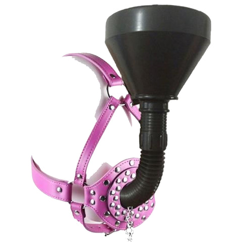 Head Harness Funnel Gag Pink Blue Bdsm Toy Water Sports Play Bondage