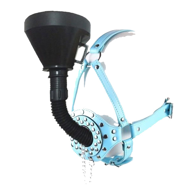 Head Harness Funnel Gag Pink Blue  Toy Water Sports Play  Gags