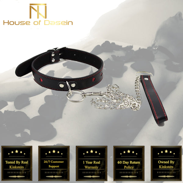 Heart Collar Chain Leash Pet Play Submissive  Kink Fetish Restraints Collars & Leashes