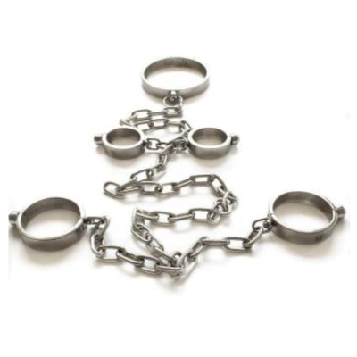 Metal Restraints Set Stainless Steel Locking Collar Cuffs Kit  Cuffs & Shackles