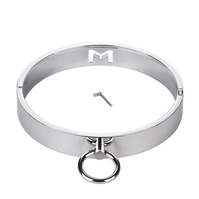 Stainless Steel Metal Collar Slave Play  Neck Restraints Fetish Collars & Leashes