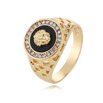 Veile Studios Hip Hop 18K Gold Plated Lion Head Rhinestone Ring Rings