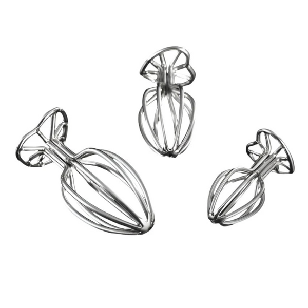 Hollow Heart Shaped Base Design Fetish Anal Butt Plug Set Metal Toys Non Vibrating Butt Plugs