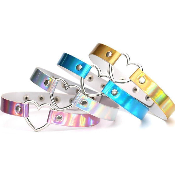 Veile Studios Holographic Heart Choker Necklaces & Pendants