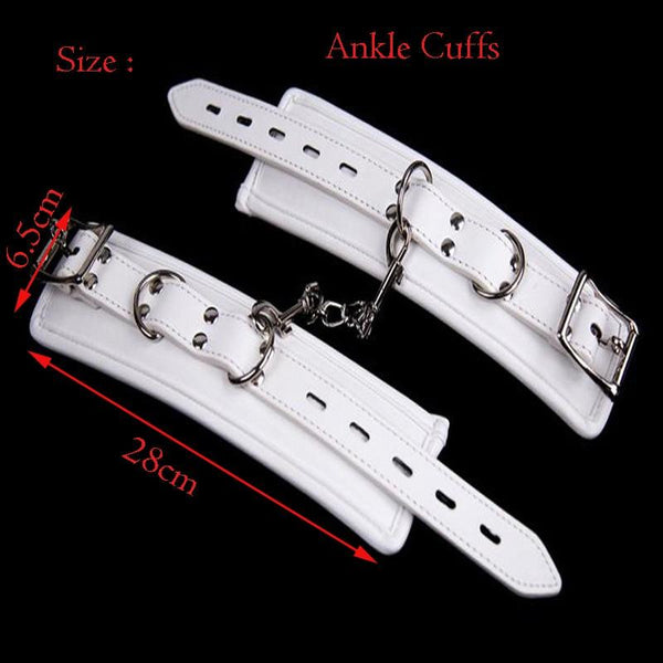 White Wrist Ankle Cuffs Spreader Bar  Kink Restraints Spreader Bars