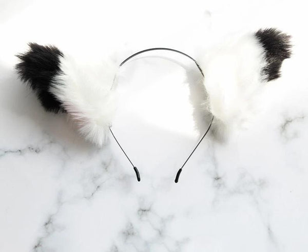 Black / White Puppy Ears Anime Cosplay Headband Lolita Roleplay Hair Accessories