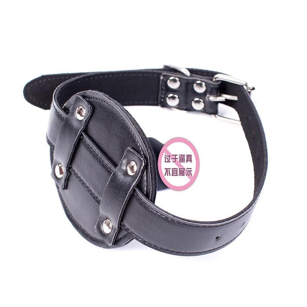 Black Silicone Dildo Gag Phallic Mouth Muzzle  Restraint Gags