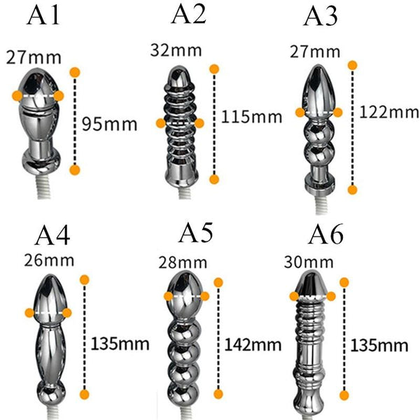 Metal Butt Plug Electro Play Stainless Steel Anal Beads  Kink Fetish Vibrating Butt Plugs
