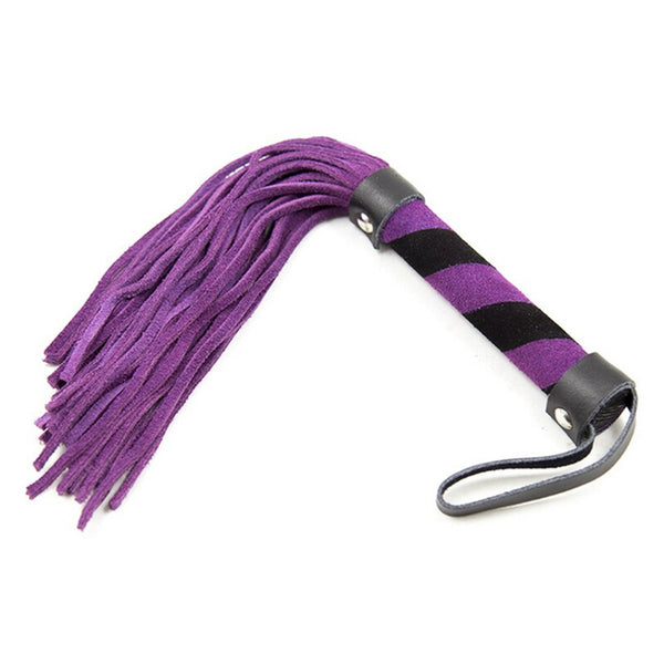 Purple Real Leather Flogger Spanking Sex Whip  Impact Play Fetish Floggers