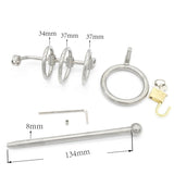 Stainless Steel Cock Cage Urethral Sound Metal Ring Penis Plug