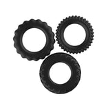 3 Pack Black Cock Rings Set Silicone Rubber Stretchy Penis Enhance Erection