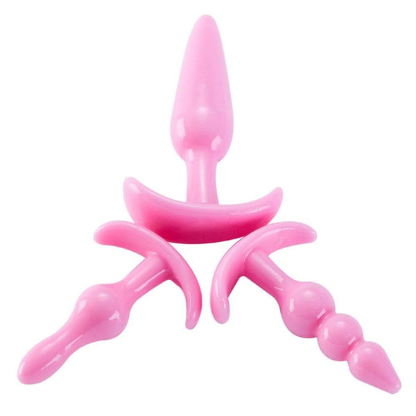 Pink 6 Piece Silicone Butt Plug Set Anal Training Kit Non Vibrating Butt Plugs