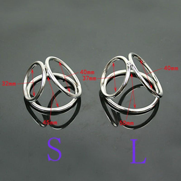 Triple Stainless Steel  Ball Ring Chastity Device  Chastity Toys