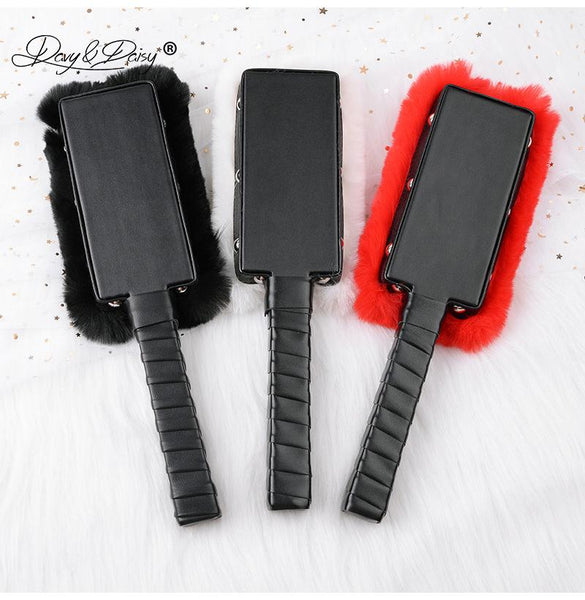 Black / Red White Purple Fur Paddle  Impact Play Spanking Fetish Kink Paddles